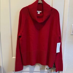Athleta Vibrant Red Cowl neck wool/cashmere Sweater NWT